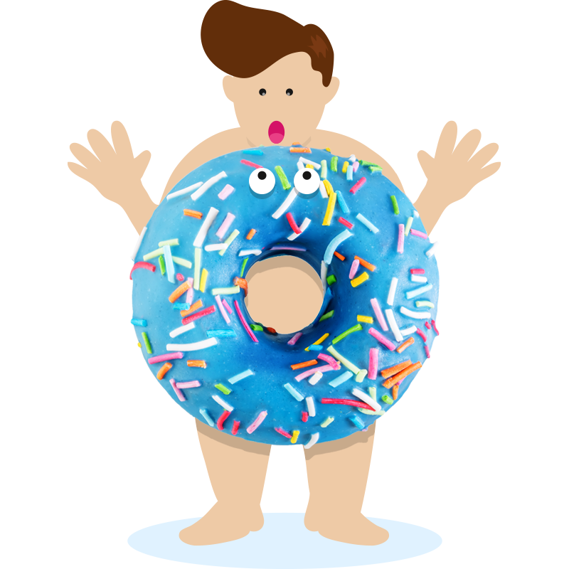 Übergewichtiger Mann mit Donut